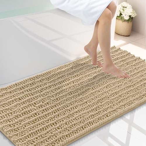 Smiry Bathroom Rugs 44X24, Extra Soft Rubber Backing Chenille Bath Mats by Smiry