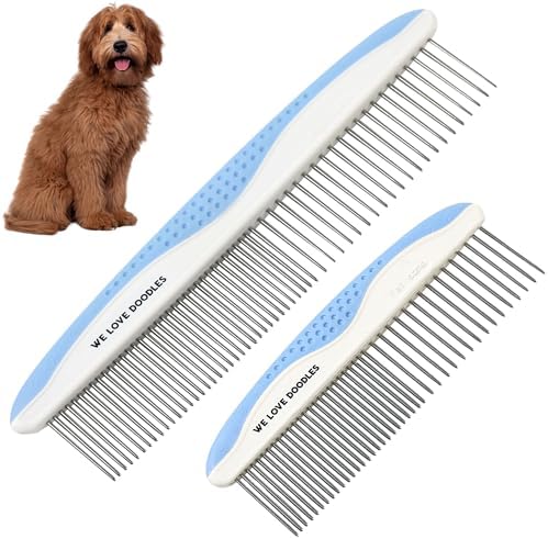 Metal Comb for Dogs, Dog Grooming Detangler Combs For Matted Hair, 2 Pack by WeLoveDoodles