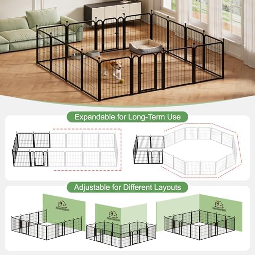 Dog Playpen, 32 inch 16 Panels, Barrier-Free Design - Image 3