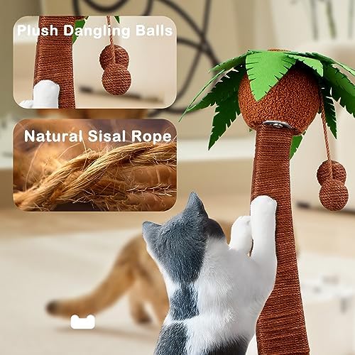 Cat Scratching Post w/Perch & Hammock, 29.5" Tall Cat Palm Tree - Image 2