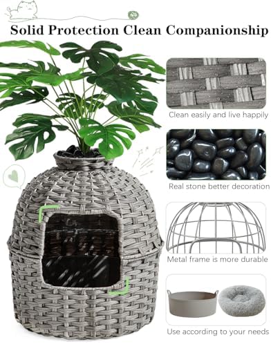 SETVSON Cat Litter Box Plant Enclosure, Hidden PE Rattan Litter Box - Image 3