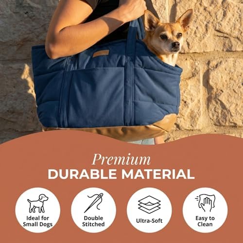 Plush Dog Purse Carrier for Small Dogs, Soft Tote, Dark Blue - Image 6