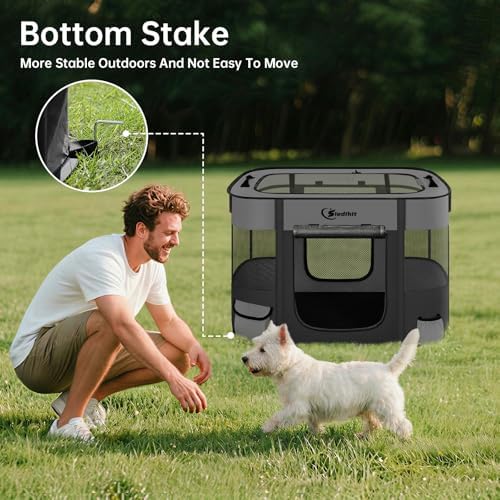 Siedihit 28" Dog Playpen, Cat Puppy Pen, Pet Portable Crate Indoor Outdoor - Image 4