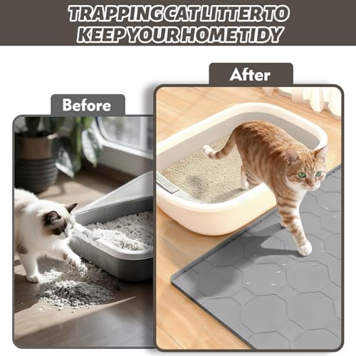 Silicone Cat Litter Mat for Litter Box-28" X 22" Kitty litter pads, Waterproof - Image 3
