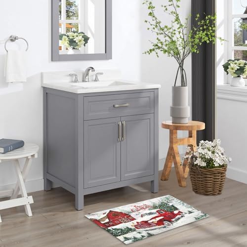 Giwawa Red Truck Bath Rug Winter Pine Tree Bathtub Mats 20X32 Inch Non Slip - Image 7