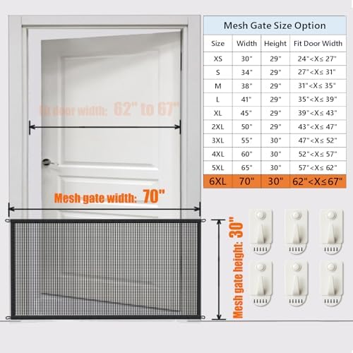 Magic Mesh Dog Gate for Doorways – Indoor Pet Gate 30"x70" for Kitchen - Image 3