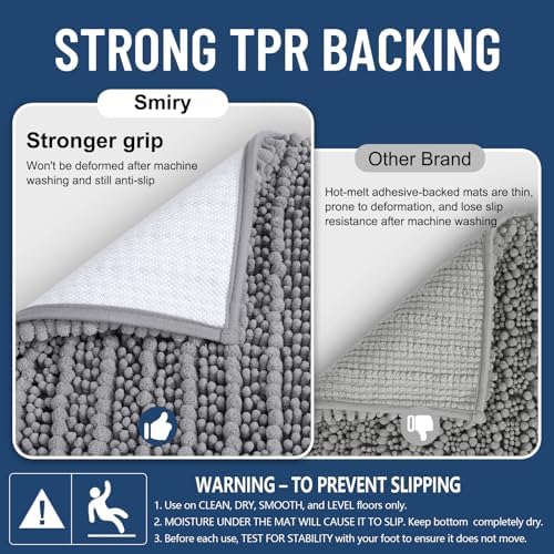 Smiry Bathroom Rugs 24X16, Extra Soft Rubber Backing Chenille Bath Mats - Image 3