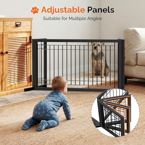 Bonnlo Free Standing Dog Gate, Metal Adjustable Pet Fence Indoor, Christmas - Image 6