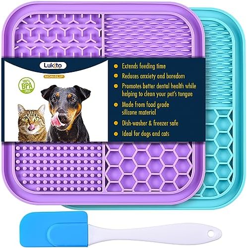 2PCS Licking Mat for Dogs with Suction Cups, Premium Lick Pad for Anxiety Relief by LUKITO