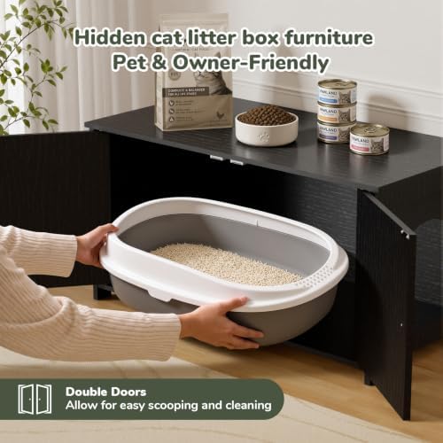 Extra Large Hidden Cat Litter Box Enclosure Furniture, Dog Proof Kitty Washroom - Image 5