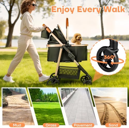 Dog Cat Stroller for Small/Medium Pets, 50 lbs, 3-in-1 Pet Stroller - Image 5