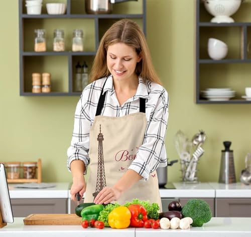 Tower Eiffel and Bicycle Waterproof Apron Kitchen Chef Aprons Bibs - Image 5
