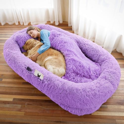 Human Dog Bed, Washable Faux Fur Pet Bed by WROS