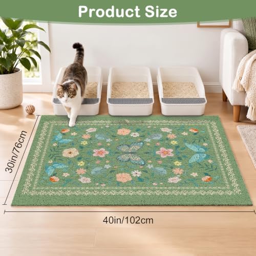 Unicorn Catcher 40"x30" Cat Litter Mat Non-Slip Washable Litter Box Mat - Image 6