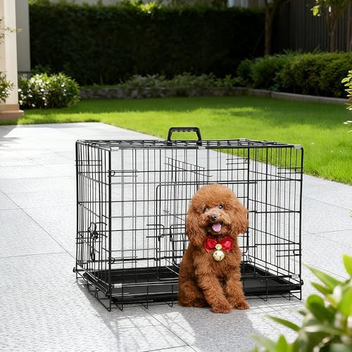 FDW | 24" Foldable Metal Dog Crate | Dark Black | Cage - Image 2