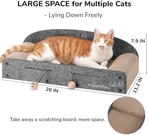 FUKUMARU Large Cat Scratcher Bed, 26 Inch Cat Scratching Bed Sofa Indoor - Image 6