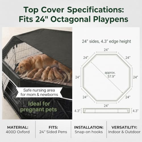 PJYuCien Puppy Playpen with Top Cover & Bottom Pad, 8 Panels 36" H - Image 5
