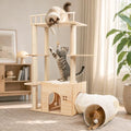 45" Solid Wood Cat Tree for Indoor Cats, Cat Tower by REGMUSE