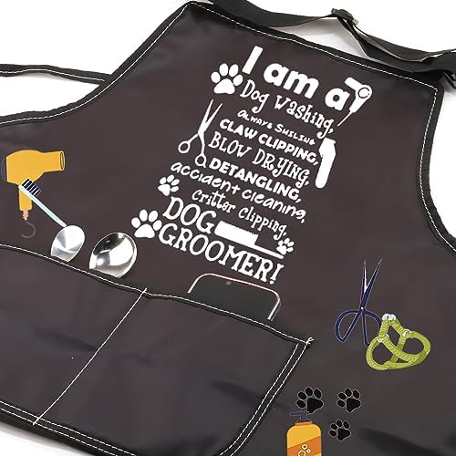 JXGZSO Dog Groomer Gifts Dog Groomer Apron Pet Grooming Apron Dog Hairdresser - Image 2