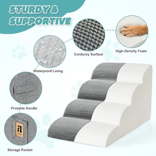 IFNOW Dog Stairs for Small Dogs 15.7''H, 4-Step Sturdy Dog Steps for Bed - Image 2
