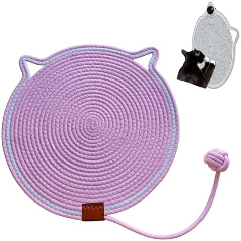 Cat Scratcher Mat 16.9'' Round Natural Cotton Rope Double-Sided by Unknown
