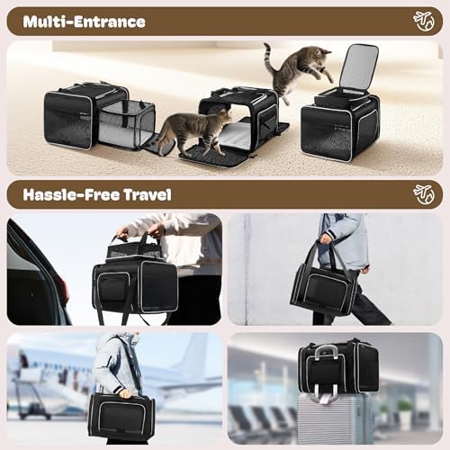 Top and 2 Sides Expandable Pet Carrier 17x11x9.5 TSA Airline Approved - Image 6