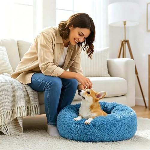 Calming Donut Dog and Cat Bed for Indoor Cats, Anti-Anxiety Round Fluffy Soft - Image 6