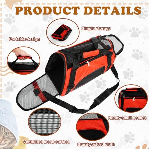 6 Pcs Cat Carrier 16.9 x 9.6 x 8.3 Inch Portable Soft-Sided Pet Carrying Bag - Image 3