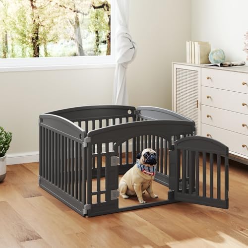 DUMOS Dog Playpen, 24 Inch 4 Panels Plastic Small Pet Fence Play Pen - Image 2