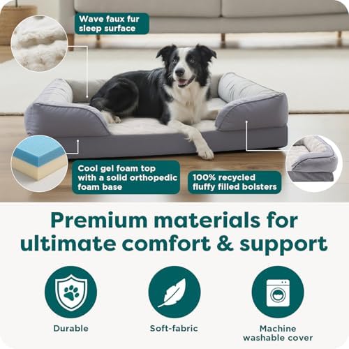 Furhaven Cooling Gel Dog Bed for Large/Medium Dogs w/ Removable Bolsters & - Image 5