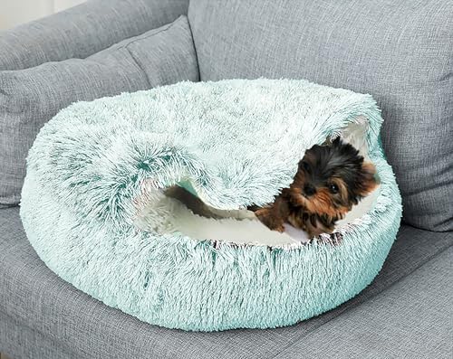 Dog Cave Bed for Small Dogs Cats Pets, Anti Anxiety Calming Plush Dog Beds - Image 3