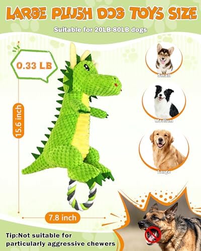 Jeefome Interactive Squeaky Dog Chew Toy, Plush Dog Rope Toys - Image 5