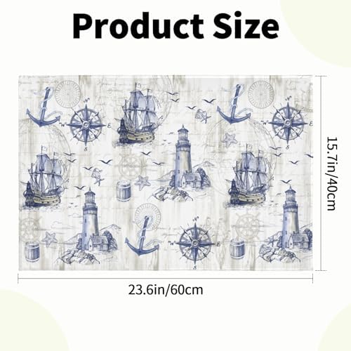 Giwawa Nautical Anchor Bath Rug Sailboat Lighthouse Soft Doormat Non Slip - Image 3