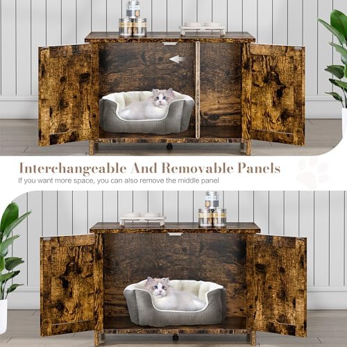 JY QAQA Cat Litter Box Enclosure, Litter Box Furniture Hidden - Image 3