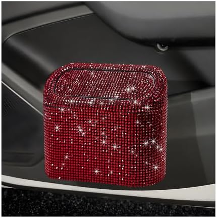 Bling Car Trash Can with Lid, Sparkly Mini Crystal Litter Container Auto by Unknown
