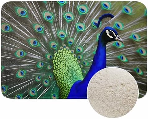 Peacock Bathroom Mat Rugs Beautiful Bird Peacock and Green Feathers Microfiber by Unknown