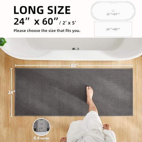 TYUU Bathroom Runner Rug, Long Bath Mat Washable Thin Quick Dry Low Pile - Image 2