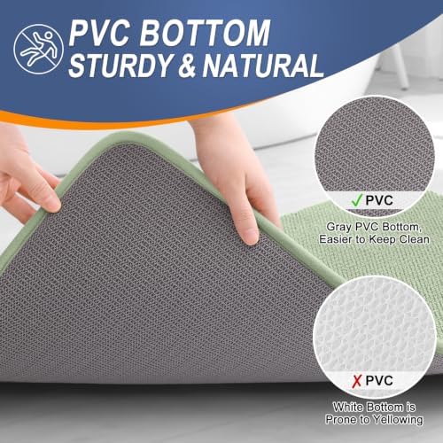 OLANLY Thick Memory Foam Bathroom Rug 36x24, Absorbent Bath Mat, Sage Green - Image 4