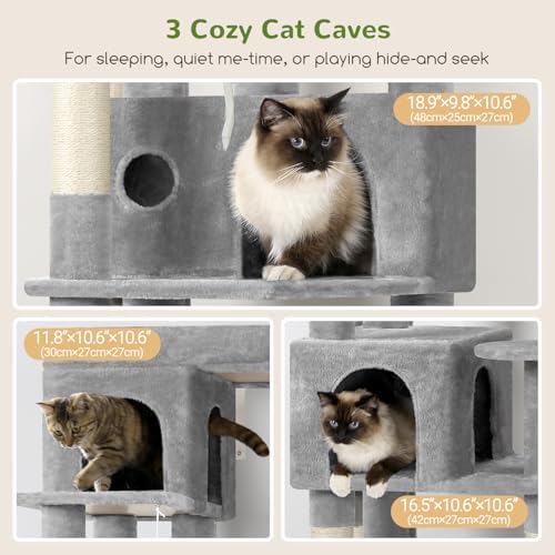 Globlazer F66 Corner Cat Tree, 66in Multi-Level Climbing Tower, Light Grey - Image 4