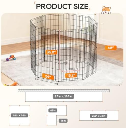 NChanmar Pet Dog Palypen Foldable Metal Dog Fence 48 Inch Height 8 Panels - Image 2