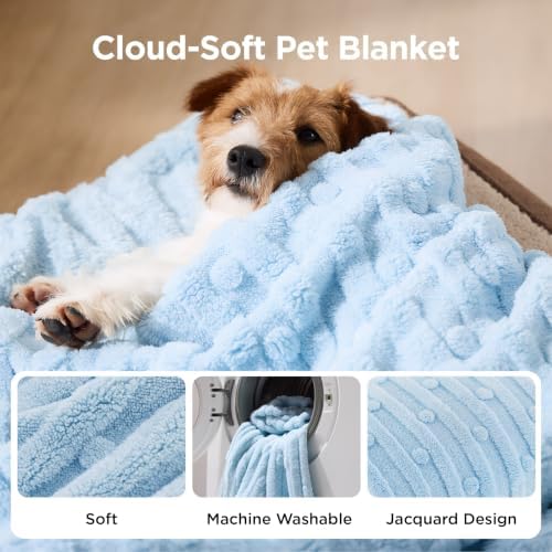 Bedsure Dog Blanket for Small Dogs Puppy and Cats, Soft Fleece, 25x35 Blue - Image 2