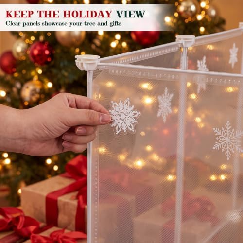 Yookeer Christmas Tree Fences, 12 Panels Clear Pet Fence for Christmas Tree - Image 3