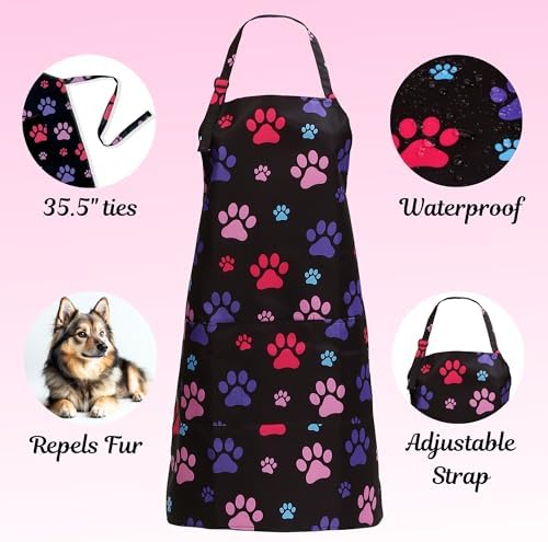 Plum Hill Waterproof Dog Grooming Apron, Groomer Apparel, Pet Washing Smocks - Image 3