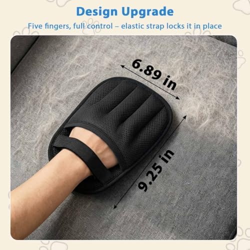 SUETT Pet Hair Removal Gloves, Reusable Five-Finger Grooming Gloves - Image 2