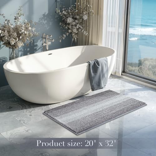 BSICPRO Bathroom Rugs, 20x32 Chenille Bath Mats, Stone Blue - Image 6