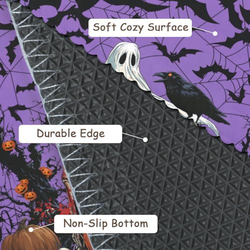 Giwawa Halloween Pumpkin Bath Rug Spooky Ghost Bat Bathtub Mat Washable Plush - Image 4