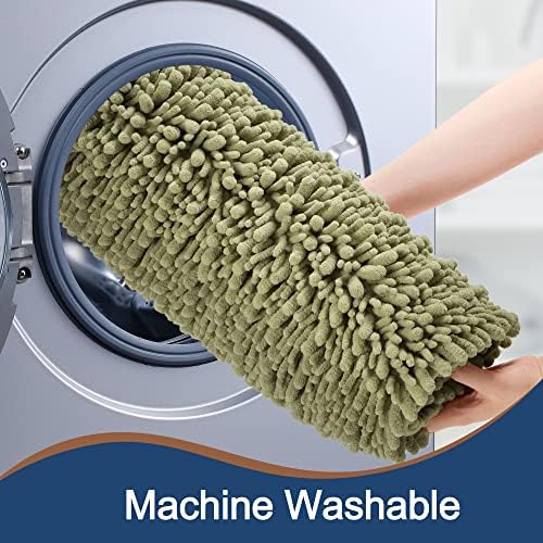 Luxury Chenille Light Sage Green Bathroom Rugs Sets 2 Piece, Thickened Hot Melt - Image 5