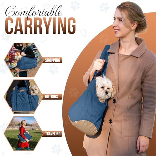 Plush Dog Purse Carrier for Small Dogs, Soft Tote, Dark Blue - Image 2