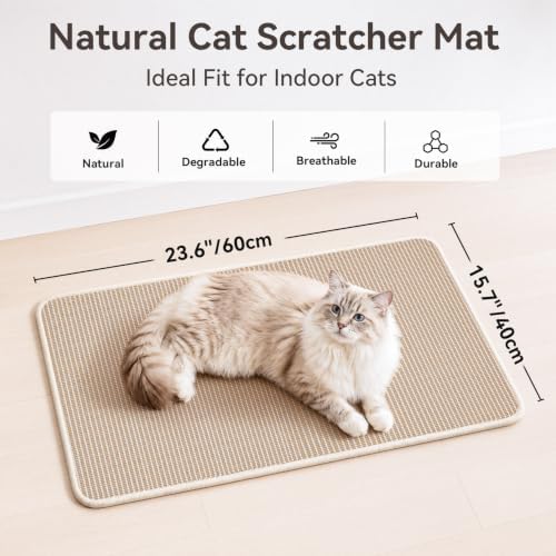 2 Pack Cat Scratcher Mat, 23.6x15.7 Sisal Cat Scratch Pad - Image 2