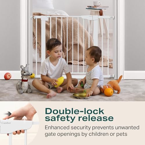 Cumbor 30-40.6 in Baby Gate for Stairs and Doorways, Dog Gate Indoor White - Image 4